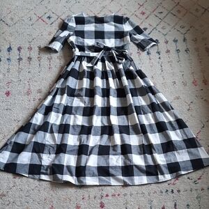 Roolee Womens Black and White Checkered Maddie Dress XS/S
